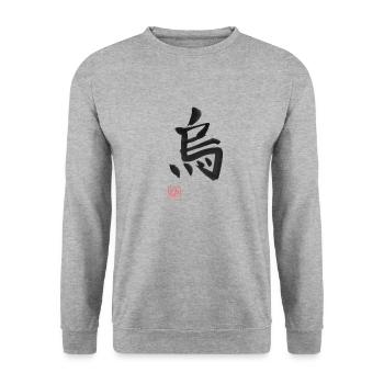 Crow Kanji - Unisex Sweatshirt - salt & pepper - Front - Alina (178cm) & Michal (187cm)