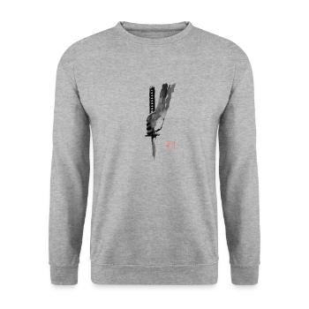 hand and sword - Unisex Sweatshirt - salt & pepper - Front - Alina (178cm) & Michal (187cm)