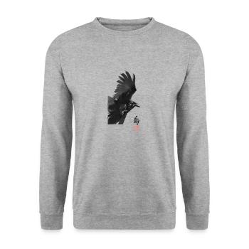 Crow Square - Unisex Sweatshirt - salt & pepper - Front - Alina (178cm) & Michal (187cm)