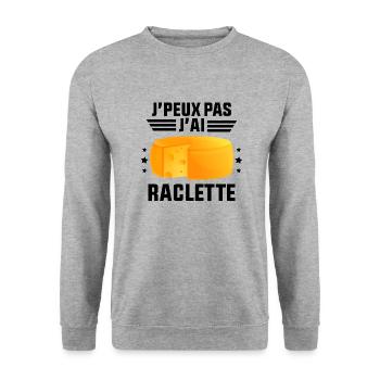 J'Peux Pas J'ai Raclette - Sweat-shirt Unisexe - gris chiné - Devant - Alina (178cm) & Michal (187cm)