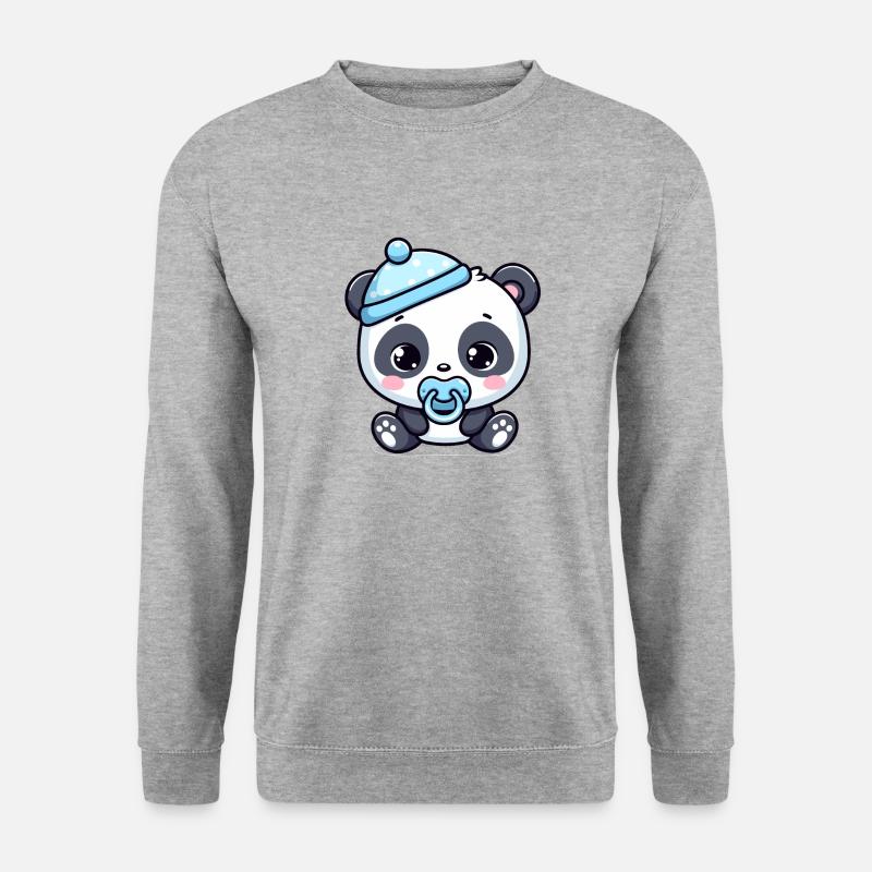 Baby-Panda - Unisex Pullover - Weißgrau meliert