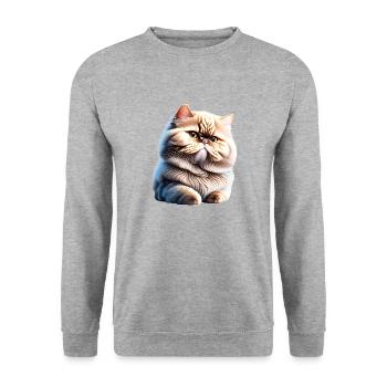 Perserkatze Kater Hauskatze Katze Katzenbesitzer - Unisex Pullover - Weißgrau meliert - Vorne - Alina (178cm) & Michal (187cm)