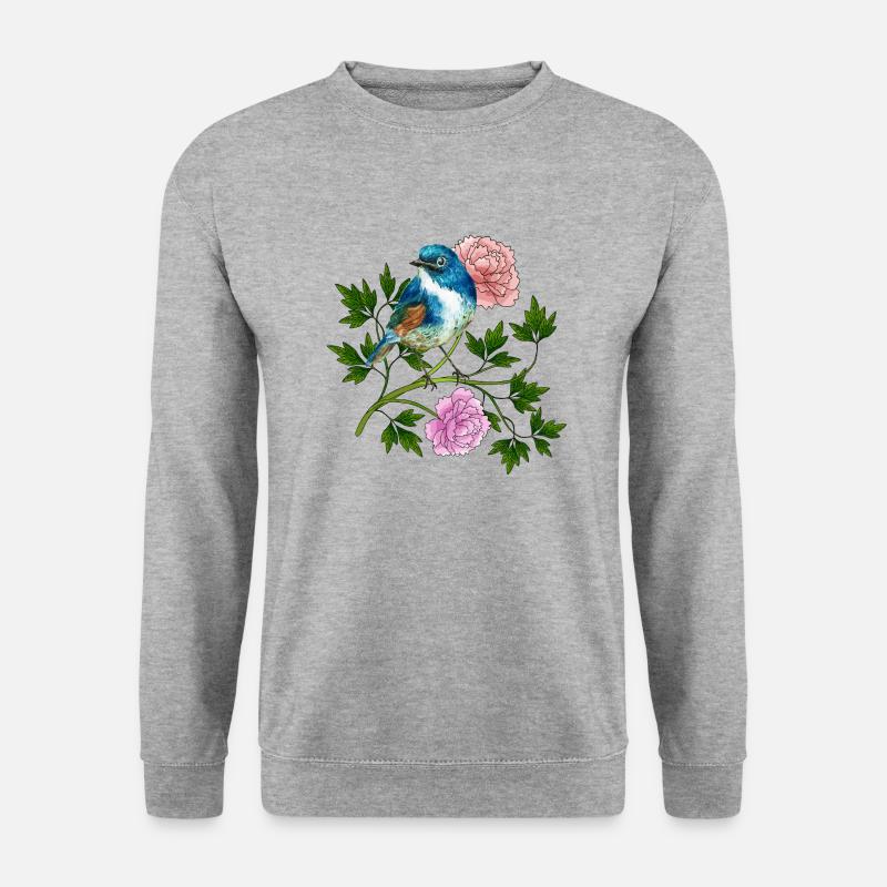 Bunter Vogel - Unisex Pullover - Weißgrau meliert