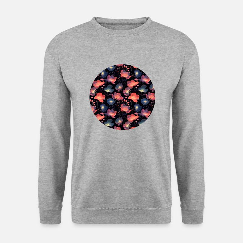 Cosmic Gardens Blumen - Unisex Pullover - Weißgrau meliert