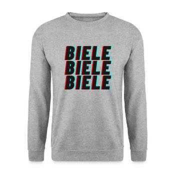 BIELE BIELE BIELE - Endlaser Edition - Unisex Pullover - Weißgrau meliert - Vorne - Alina (178cm) & Michal (187cm)