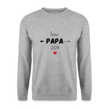Futur papa 2024 - Sweat-shirt Unisexe - gris chiné - Devant - Alina (178cm) & Michal (187cm)
