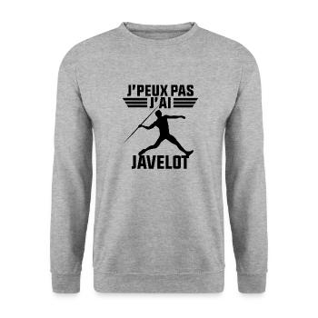 J'peux pas j'ai Javelot / lancer de javelot - Sweat-shirt Unisexe - gris chiné - Devant - Alina (178cm) & Michal (187cm)