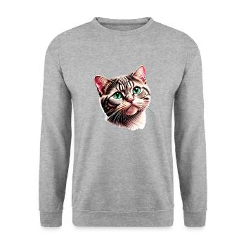 Propriétaire de chat, chat domestique, chat, chat siamois, chaton - Sweat-shirt Unisexe - gris chiné - Devant - Alina (178cm) & Michal (187cm)