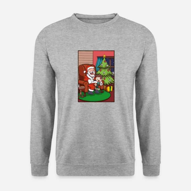 Weihnachtsmann mit Kind - Unisex Pullover - Weißgrau meliert