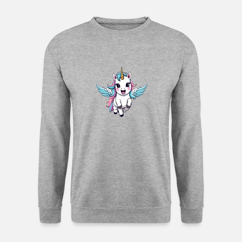 Licorne Einhorn Kawaii - Unisex Pullover - Weißgrau meliert