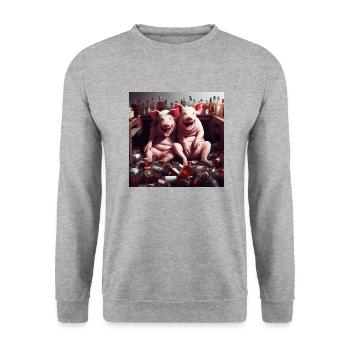 Copains Comme Cochons mk3 - Sweat-shirt Unisexe - gris chiné - Devant - Alina (178cm) & Michal (187cm)