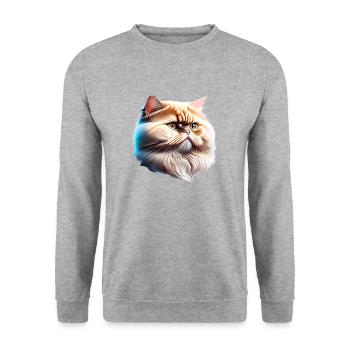 Perserkatze Kater Hauskatze Katze Katzenbesitzer - Unisex Pullover - Weißgrau meliert - Vorne - Alina (178cm) & Michal (187cm)