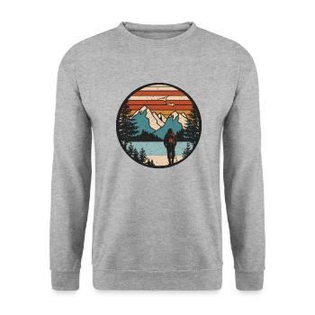 La montagne vous appelle 1 - Sweat-shirt Unisexe - gris chiné - Devant - Alina (178cm) & Michal (187cm)