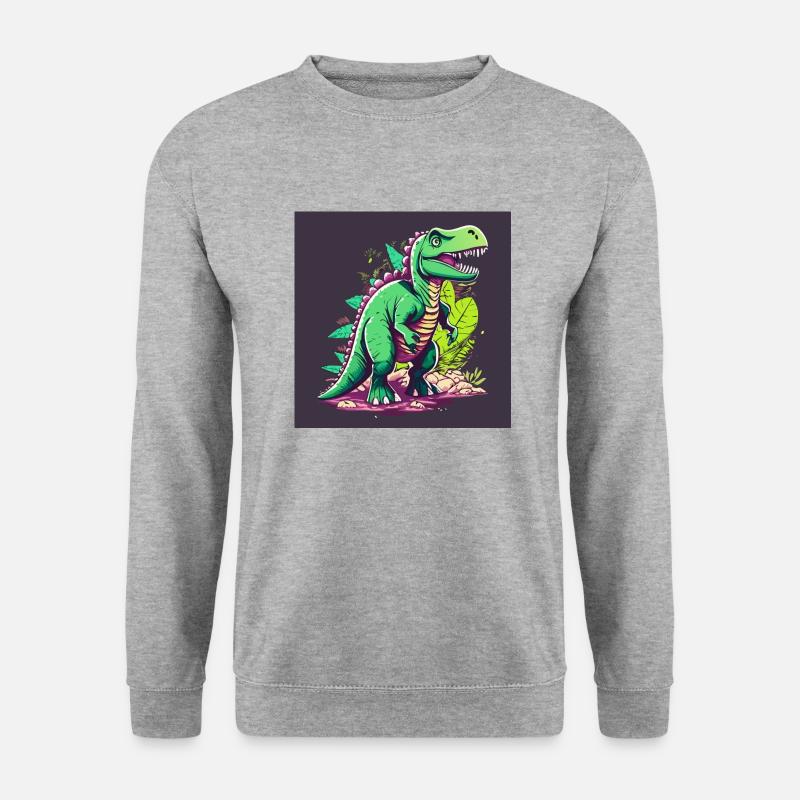 Wütender T-Rex - Unisex Pullover - Weißgrau meliert