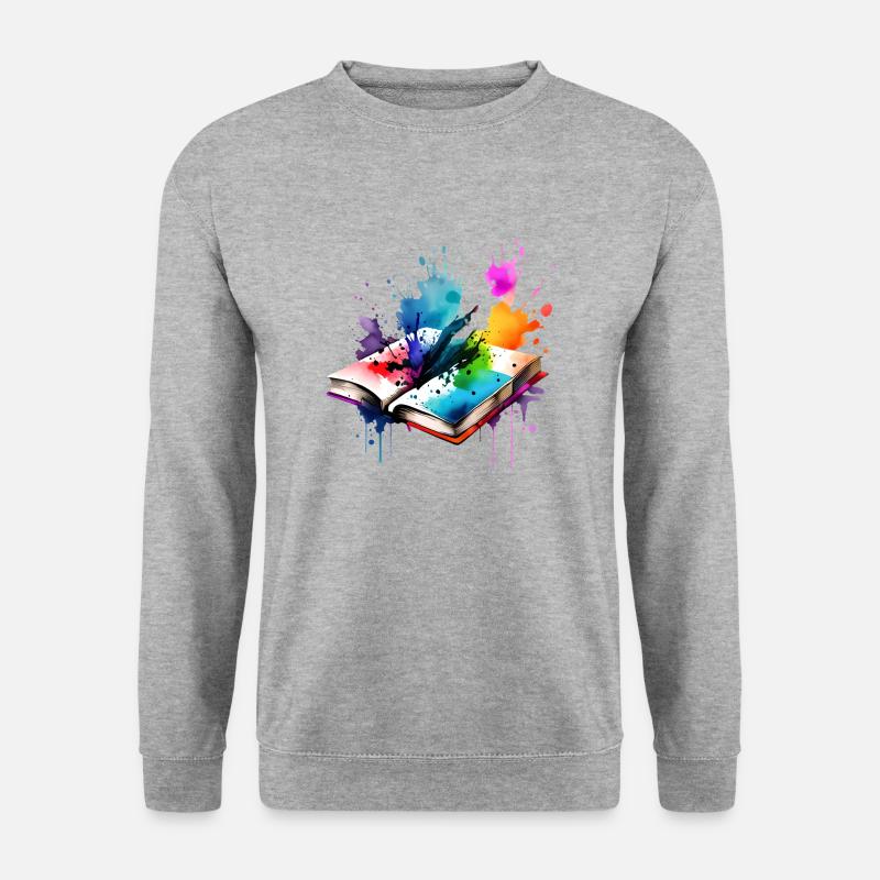 Buchliebhaber Lesen Bücher Leser Geschenk Buch - Unisex Pullover - Weißgrau meliert