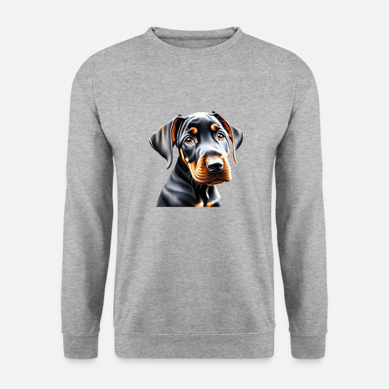 Dobermann Hund Dobermanntrainer Dobermannwelpe - Unisex Pullover - Weißgrau meliert