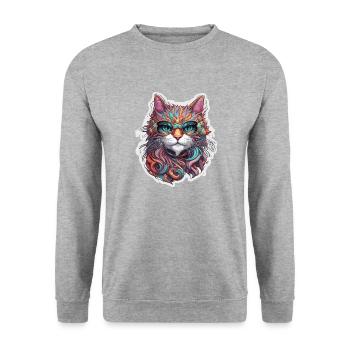 Cool Cat / Funny / Animal / Pet / Crazy - Unisex Sweatshirt - salt & pepper - Front - Alina (178cm) & Michal (187cm)