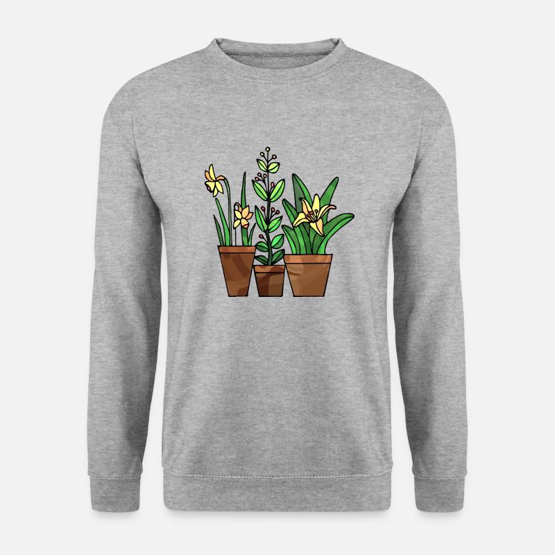 Blumen - Unisex Pullover - Weißgrau meliert