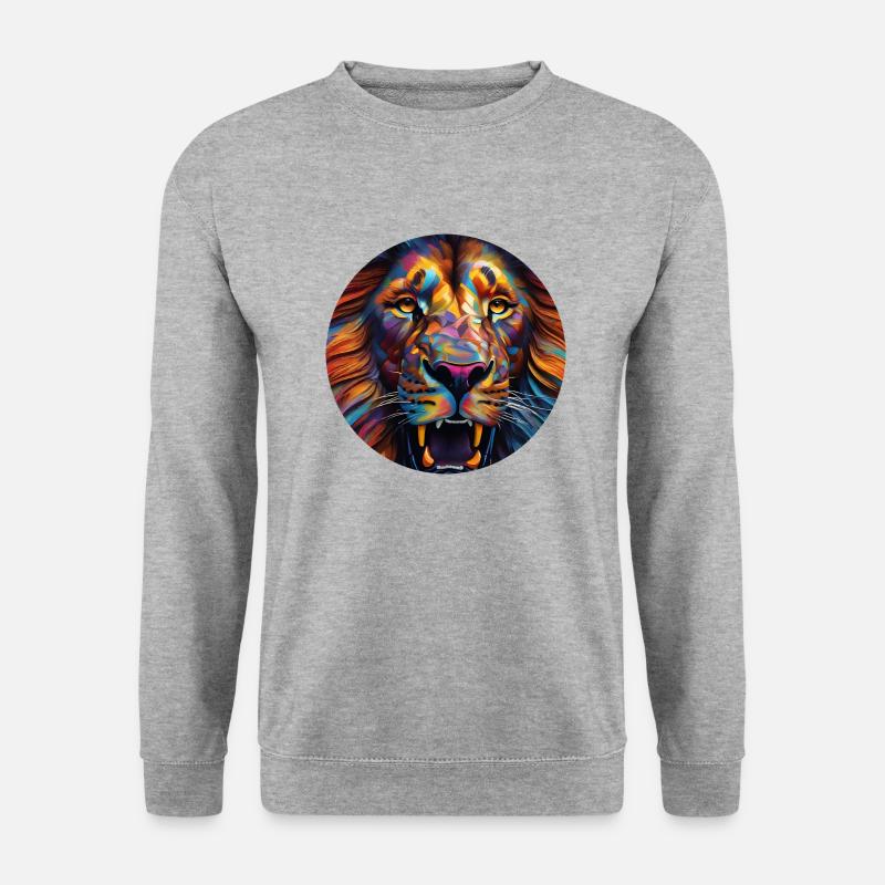Neon Lion - Unisex Pullover - Weißgrau meliert