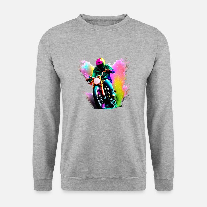 Motorradfan Motorrad Motorcross Motorradfahrer - Unisex Pullover - Weißgrau meliert