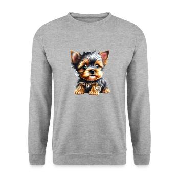 Yorkshire Terrier Puppy Dog Owner Dog - Unisex Sweatshirt - salt & pepper - Front - Alina (178cm) & Michal (187cm)