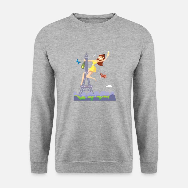 Parisienne Eiffelturm Pole Dance - Unisex Pullover - Weißgrau meliert