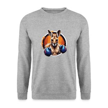 Känguru / Tier / Australien / Beuteltier / Outback - Unisex Pullover - Weißgrau meliert - Vorne - Alina (178cm) & Michal (187cm)