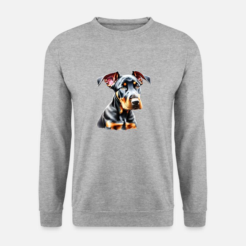 Dobermann Hund Dobermannwelpe Dobermanntrainer - Unisex Pullover - Weißgrau meliert