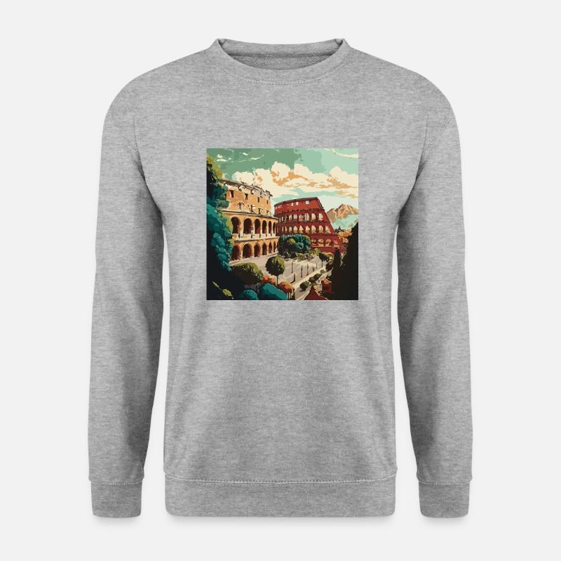 Straßen von Rom - Unisex Pullover - Weißgrau meliert
