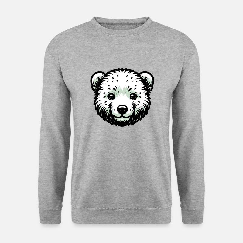 Süße Tierkinder | Eisbär - Unisex Pullover - Weißgrau meliert