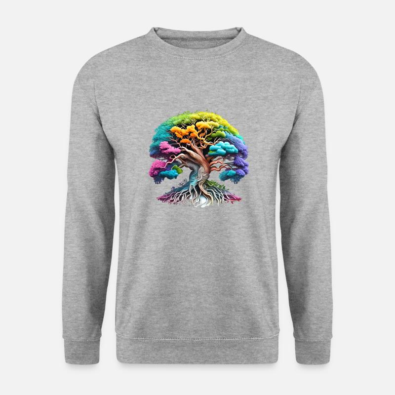 Lebensbaum Meditation Keltischer Baum des Lebens - Unisex Pullover - Weißgrau meliert