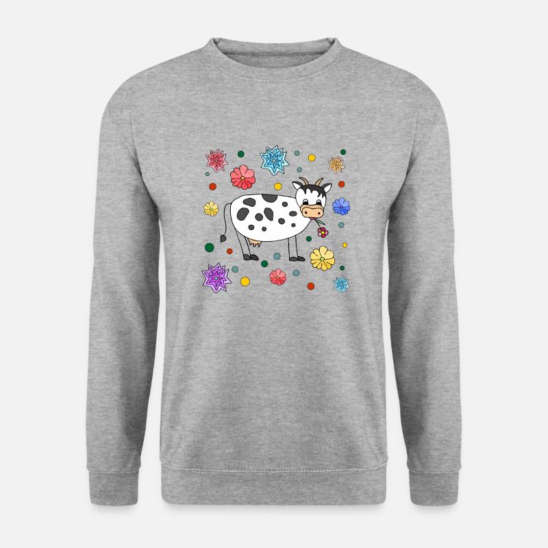 Kuh - Unisex Pullover - Weißgrau meliert