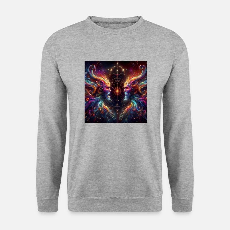 Wassermann Sternzeichen Zwillinge Dystopisch - Unisex Pullover - Weißgrau meliert