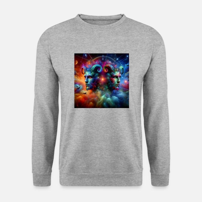 Satyr Zwilling, Widder - Unisex Pullover - Weißgrau meliert