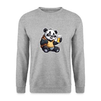 Panda / Animal / Zoo / Bamboo / Wild / Childlike - Unisex Sweatshirt - salt & pepper - Front - Alina (178cm) & Michal (187cm)