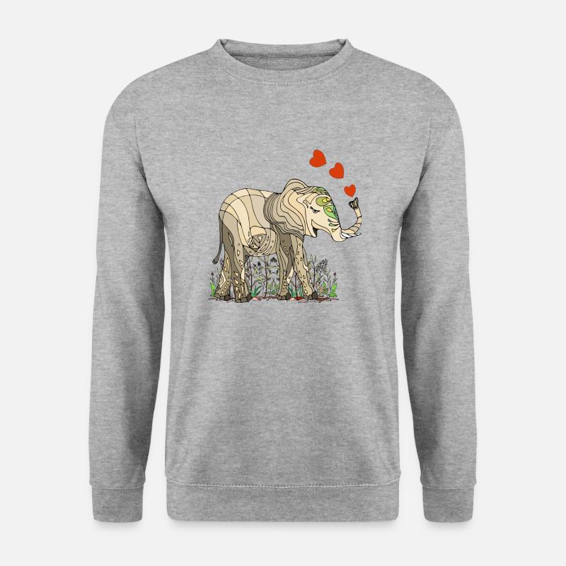 Elefant - Unisex Pullover - Weißgrau meliert
