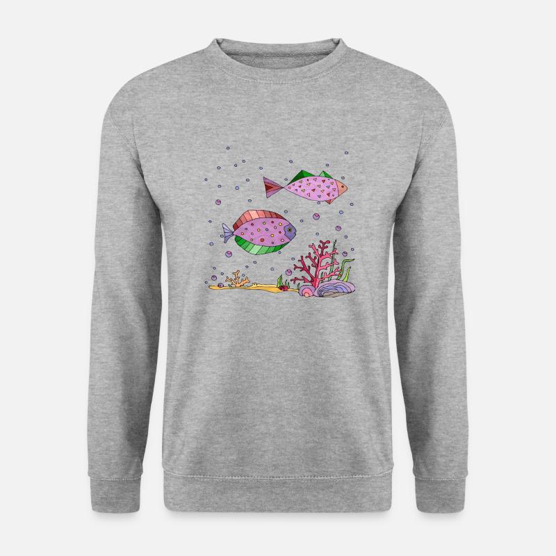 Fische - Unisex Pullover - Weißgrau meliert