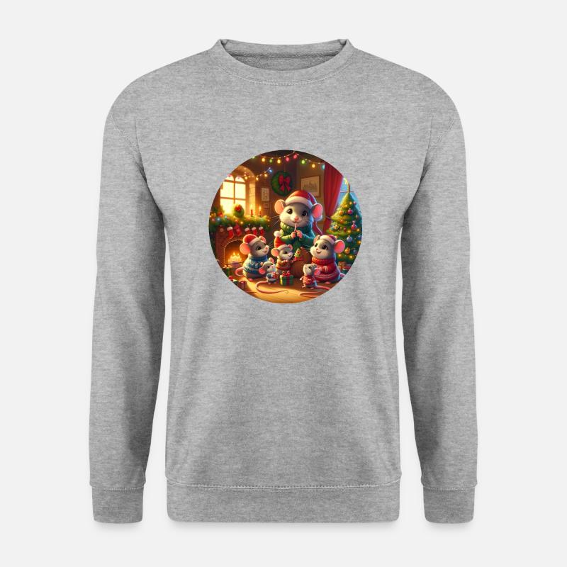 Weihnachten mit Mäusen - Unisex Pullover - Weißgrau meliert