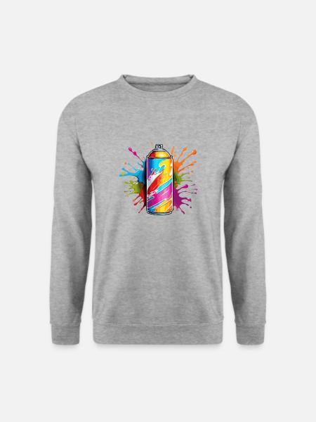 Spraydose / Kunst / sprühen / Street Art / Wand - Unisex Pullover - Weißgrau meliert