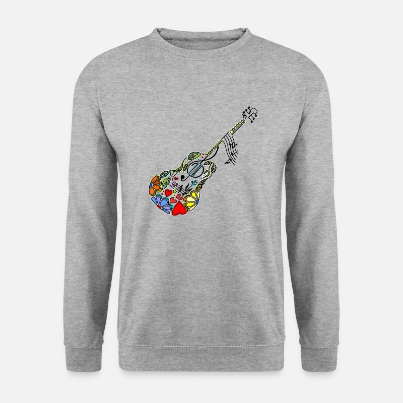 Gitarre - Unisex Pullover - Weißgrau meliert