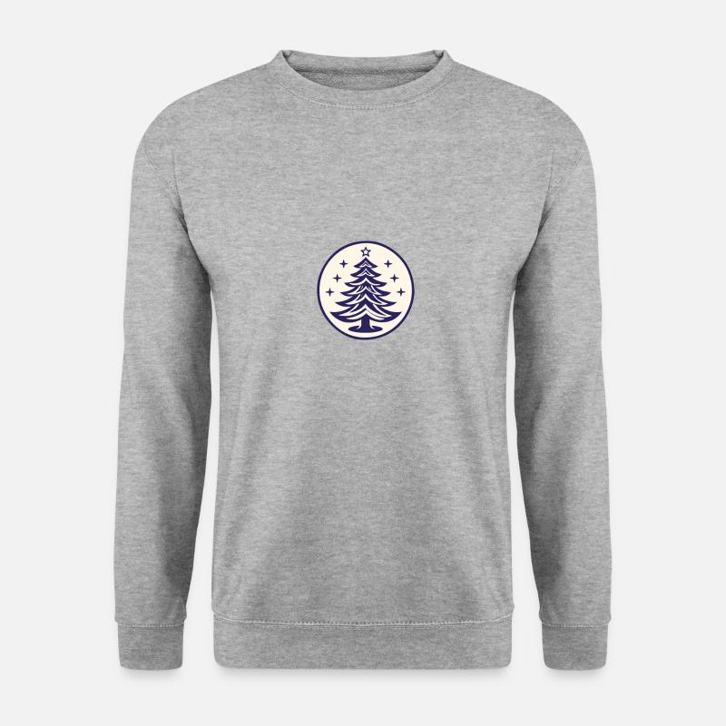 Weihnachtsbaum Emblem Tannenbaum oder Christbaum - Unisex Pullover - Weißgrau meliert