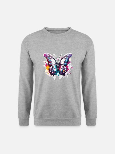 Schmetterling / Tier / Insekt / fliegen / Sommer - Unisex Pullover - Weißgrau meliert