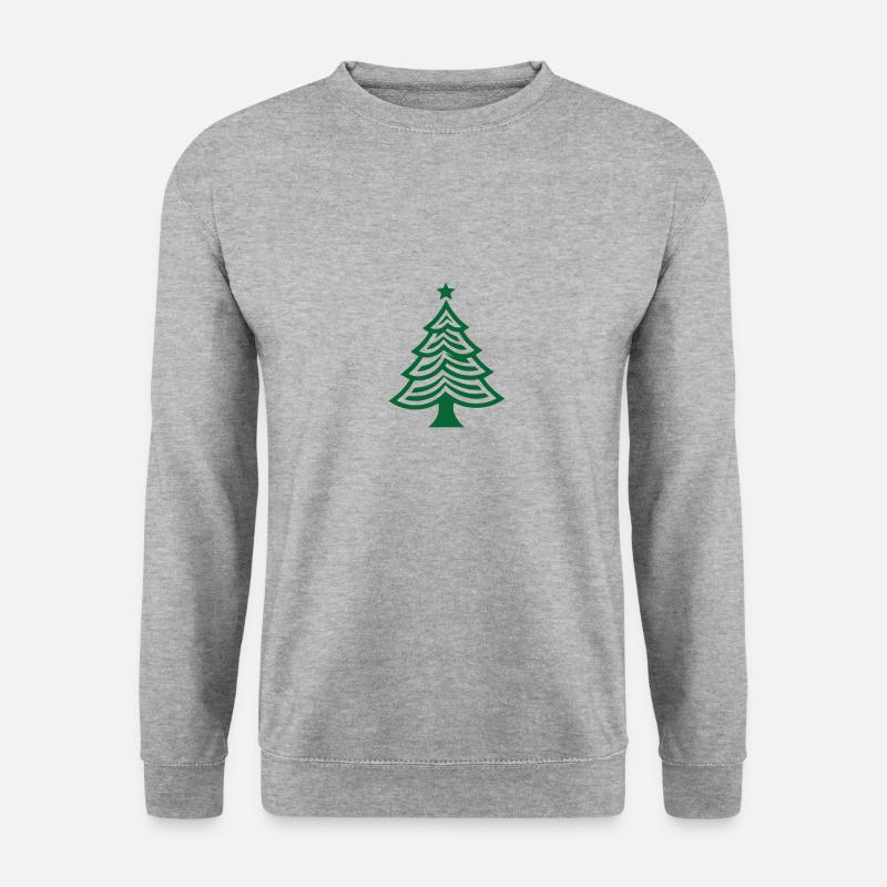 Grüner Weihnachtsbaum Christbaum oder Tannenbaum - Unisex Pullover - Weißgrau meliert