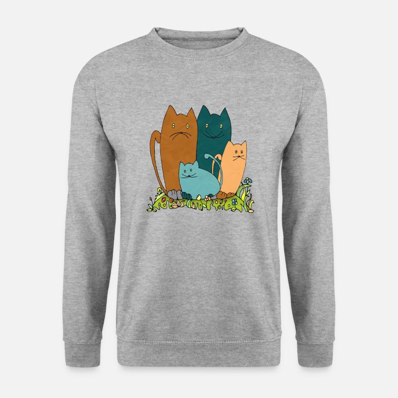 Katzen - Unisex Pullover - Weißgrau meliert