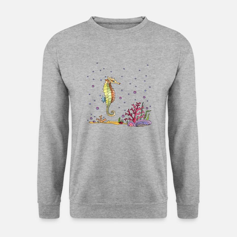 Seepferdchen - Unisex Pullover - Weißgrau meliert