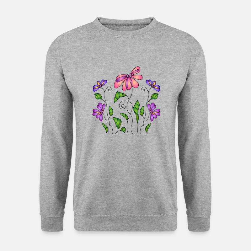 Blumen - Unisex Pullover - Weißgrau meliert