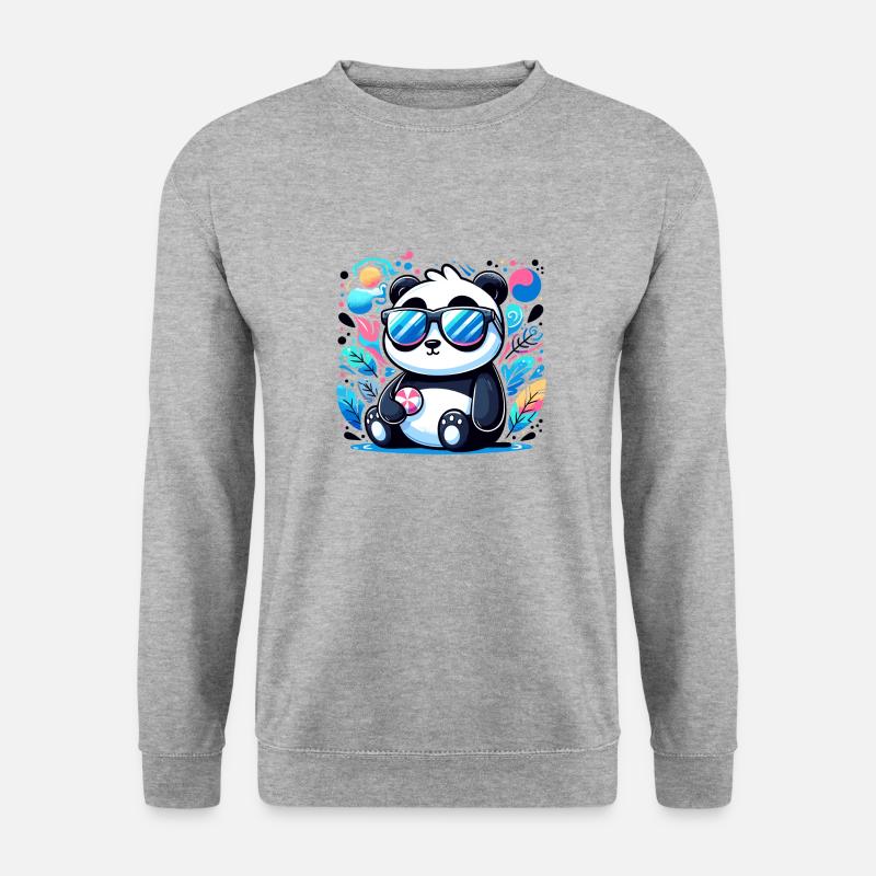 Panda Sonnenbrille - Unisex Pullover - Weißgrau meliert