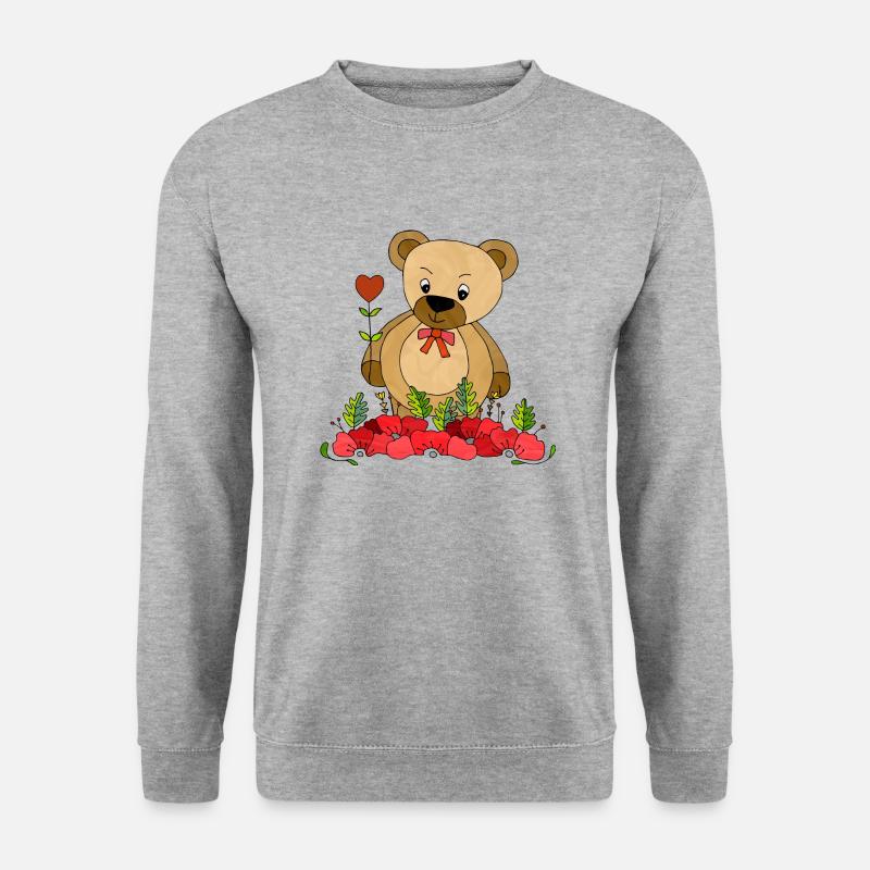 Teddybär - Unisex Pullover - Weißgrau meliert