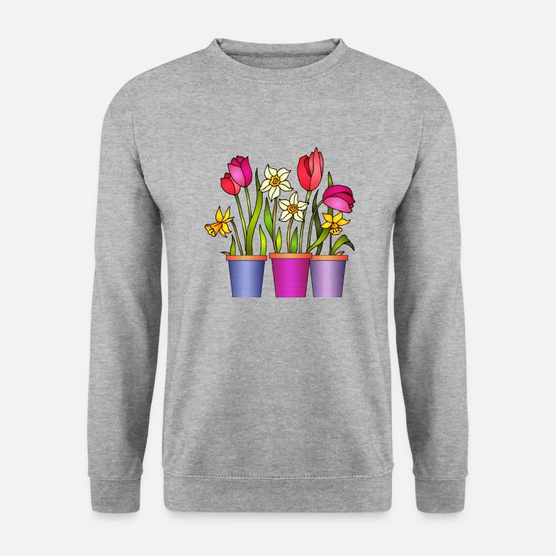 Blumen - Unisex Pullover - Weißgrau meliert