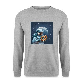 Astronaute Bretzel - Sweat-shirt Unisexe - gris chiné - Devant - Alina (178cm) & Michal (187cm)